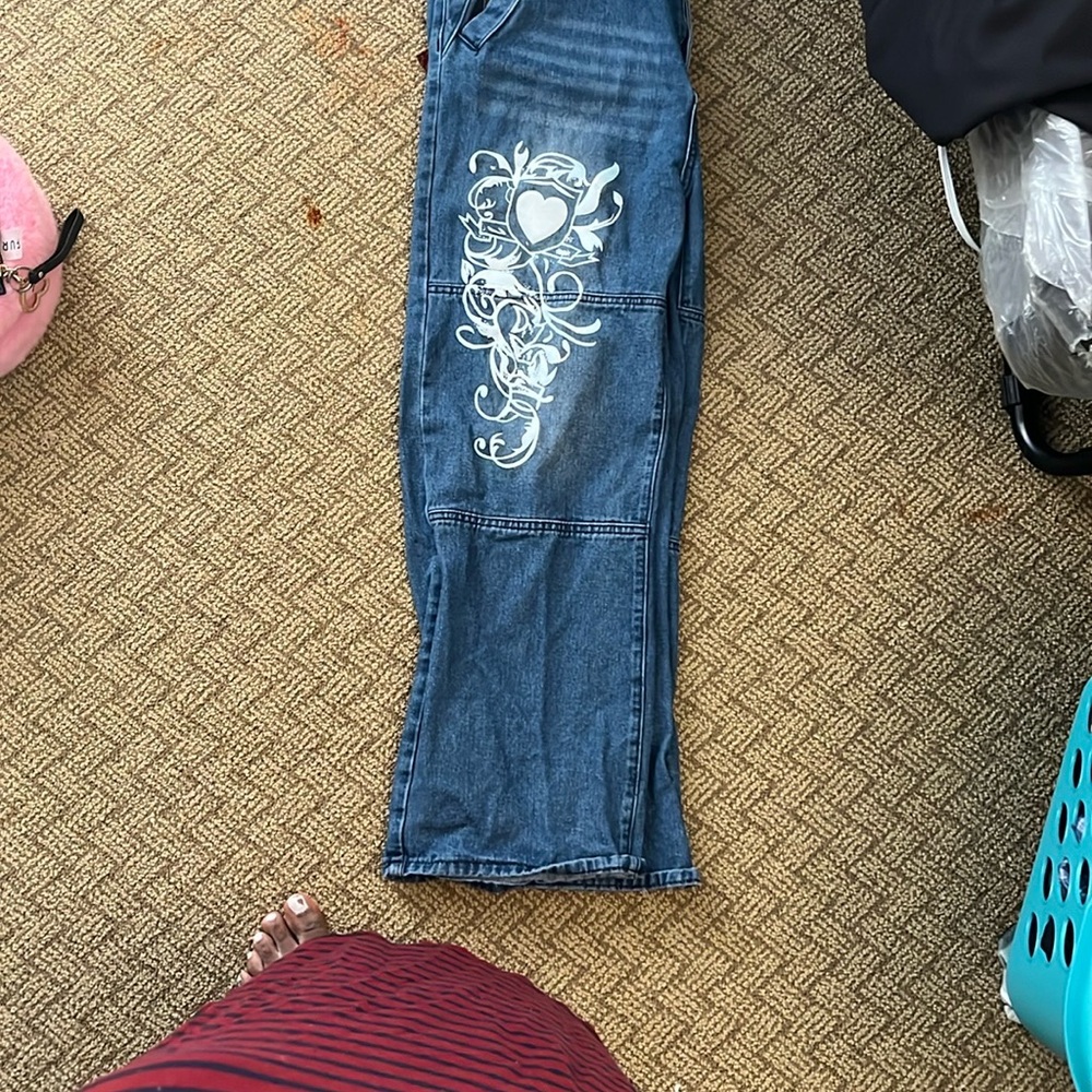 Blue Jeans with White Design